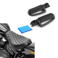 Sett: Førerfotstøtter egnet for Harley Davidson Softail 18-24 Craftride ST4 svart + Solo sete gel egnet for Harley Davidson Softail Street Bob / Standard 18-24 sete DS4