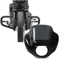 Sett: Crash bar Bart egnet for Harley Davidson Softail Street Bob / Standard 18-24 Craftride svart + frontlys kåpe egnet for Harley Davidson Softail Street Bob 18-24 lampe maske styre fairing Craftride MG9