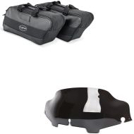 Sett: Innerveske i sideveske som passer for Harley Davidson Touring 94-22 Craftride + Windshield Wave 6" passer for Harley Davidson Electra-Street Glide 96-13 mørk tonet Craftride