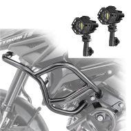 Sett: LED ekstra hovedlykt S22X + kåpebeskyttelsesstang egnet for Suzuki V-Strom 1050 / XT 20-24