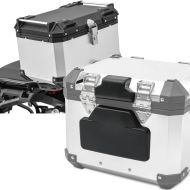 Sett: Alu TP XB55 55 liter sølv + ryggpolstring egnet for BMW Alu TP ryggstøtte