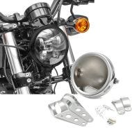 Sett: LED hovedlykt 5,75 tommer + gaffelbrakett 35-43 mm egnet for Harley Davidson
