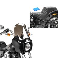 Sett: frontkledning + dobbel sete gel egnet for Harley Davidson Dyna 99-17 duo sete
