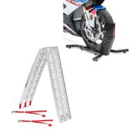 Sett: Tilgangsrampe opp til 340 kg Alu-I sammenleggbar + motorsykkelstativ Easy-Evo motorsykkelrocker
