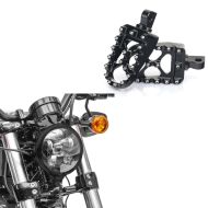 Sett: Fotstøtter FP20 sjåfør og passasjer egnet for Harley Davidson + LED hovedlys 5,75 tommer