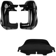 Sett: ventilert benskjold + frontrute Wave 8" egnet for Harley Davidson Electra-Street Glide 96-13