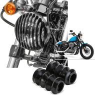 Sett: frontlysgrill egnet for Harley Davidson Sportster 04-20 + gummibelg 39 mm gaffelbeskyttelse