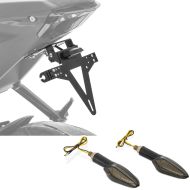 Sett: nummerskiltholder. KH4 + LED-belysning + kjørelysindikator BL6 + E-merke 2 stk.