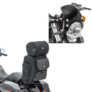 Sett: Sissybar bag SXL med bagasjerull + frontrute egnet for choppers / custom sykler 04-20