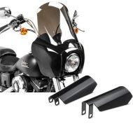 Sett: Frontkledning egnet for Harley Davidson Dyna Low Rider / Street Bob MG5 + skjerm - røykgrå + håndbeskyttere