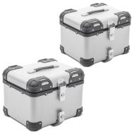 2x motorsykkel aluminium toppkoffert Bagtecs XS45 aluminium universal 45 liter sølv sparesett