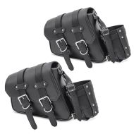 2x motorsykkel-salveske egnet for cruiser og chopper sidebag SB5 venstre svart Craftride sparesett