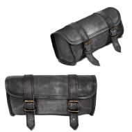 2x verktøyrull for motorsykkelskinn egnet for Chopper Retro verktøyveske Craftride LR3 svart økonomisett