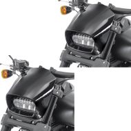 2x frontlykt frontmaske egnet for Harley Davidson Softail Fat Bob 18-19 Fly Screen Craftride svart sparesett