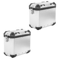 2x motorsykkel aluminium kofferter Bagtecs GX45 aluminium side kofferter 45 liter universal sølv sparesett