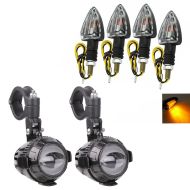 Sett: LED ekstra lyskaster + crash bar brakett ECE 12V inkl. ledningsnett par med indikatorsett E-merke 4x