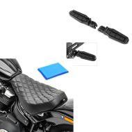Sett: Førerfotstøtter egnet for Harley Davidson Softail 18-24 Craftride ST6 svart + Solo sete gel egnet for Harley Davidson Softail Street Bob / Standard 18-24 sete DS4
