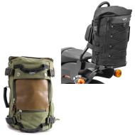 Sett: Sissybar bag egnet for Chopper og Cruiser tail bag DB4 Craftride med motorsykkel ryggsekk Canvas VG6 28Ltr Retro grønn