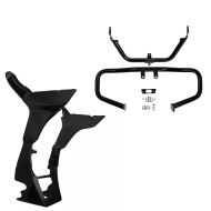 Sett: Vindavviser kåpe WK1 egnet for Harley Davidson Road Glide 17-23 baugspoiler Craftride svart + crashbar Hakket egnet for Harley Davidson Road Glide 15-22 motorbeskyttelse Craftride CH6 svart