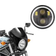Sett: Lampemaske universal 5,75" frontlyktbekledning Craftride SM5 svart + LED hovedlykt 5,75 tommer egnet for Harley Davidson frontlykt svart Craftride M18
