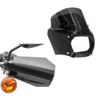Sett: håndbeskyttere egnet for Harley Davidson håndbeskyttelse Craftride HP4 svart + frontlysmaske egnet for Harley Davidson Softail Fat Bob / 114 18-24 lampe maske frontrute Craftride MG9