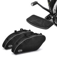 Sett: løpebrett driver pillion egnet for Harley Davidson fotstøtter foran-bak Crafride FB4 svart + veske innervesker egnet for Harley Davidson Sport Glide 18-24 Crafride vesker