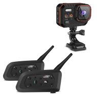 Sett Bluetooth-kommunikasjonssystem + vanntett actionkamera 4K-video