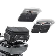 Sett: Motorsykkel hale bag Craftride TT1 toppveske bag for bagasjehylle 73Ltr svart + etui innervesker egnet for Harley Davidson Touring 08-24 Craftride HT4 par