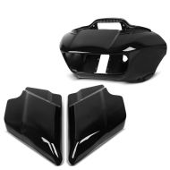 Sett: Sidekledningssett egnet for Harley Davidson Road Glide Custom 10-13 Craftride svart + Frontkledning innvendig og ytre egnet for Harley Davidson Road Glide, Special, Ultra 15-23 svart Craftride