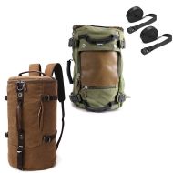 Ryggsekk Canvas VG8 bagasjerull vintage 35L brun + ryggsekk Canvas VG6 inkl. stropper 28L grønn
