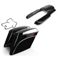 Sett: Sideveske Stretched LB egnet for Harley Davidson Touring 97-08 med svart koffertstativ Craftride + bakskjermforlengelse egnet for Harley Davidson Touring 96-08 Craftride