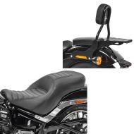 Sett: Sete egnet for Harley Davidson Softail Street Bob 18-24 Craftride TR2 komfort dobbeltsete + Sissy Bar CL Fix egnet for Harley Davidson Softail Street Bob 18-24 med bagasjehylle svart Craftride