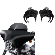 Sett: Batwing fairing MD8 egnet for Harley Davidson Dyna Fat / Street Bob Craftride + frontrutebraketter 49mm egnet for Harley Davidson Dyna Street Bob 06-17 frontruter svart Craftride