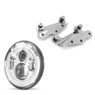 Sett: 4-punkts monteringssett egnet for Harley Davidson Touring-modeller 2009-2013 krom Craftride + LED hovedlys 7" egnet for Harley Davidson Street Glide / Special med E-merke krom