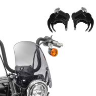 Sett: frontrute motorsykkel Craftride DP2043 + frontrutebraketter 49mm egnet for Harley Davidson 05-24 frontruter svart Craftride