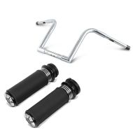 Sett: Styrehåndtak 1" tommer Craftride HG2 CNC aluminium egnet for Harley Davidson Street Glide Special 15-23 Elektronisk gasshåndtak + styre Square Fat 1-1/4" høyde 12" egnet for Harley Davidson fra Craftride krom