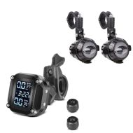 Sett med motorsykkel LED-tilleggslykter med kollisjonsstangholder Lumitecs MS1 + dekktrykkovervåkingssystem TPMS med temperaturmåler Tourtecs dekktrykktester digital