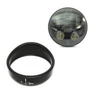Frontlykt med lyktring 5,75" egnet for Harley Davidson Craftride svart