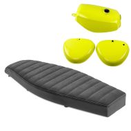Flatbenksete VS1 Craftride egnet for Simson S51 / S50 / S70 + tank / bensintank med gult sidedeksel