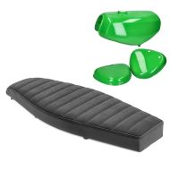 Flatbenksete VS1 Craftride egnet for Simson S51 / S50 / S70 + tank / bensintank med sidedeksel grønn