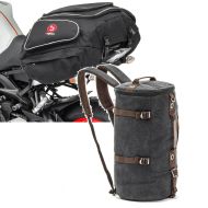 Sett: Motorsykkel hale bag X50 bak bagasje bag 50Ltr sw Bagtecs med motorsykkel ryggsekk Canvas VG8 Vintage 35Ltr sw