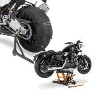 Sett: Motorsykkel dekkvarmer Laguna Seca 60-80°C 17" sw ConStands med lift Midlift L opp til 680 kg oransje