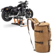 Sett: Lift Midlift L opp til 680 kg eller ConStands med motorsykkelryggsekk Canvas VG8 Vintage 35Ltr brun