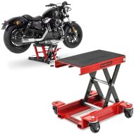 Sett: Lift Midlift L opp til 680 kg rød ConStands med motorsykkelløft HR1 Mini-Lift Mover opptil 500 kg rød