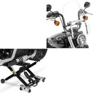 Sett: Motorsykkellift Midlift XL opp til 500 kg sw ConStands med frontrute CW1 egnet for chopper cruisers og custom sykler klar