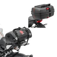 Sett: Motorsykkel toppkoffert DK45 univ 45 liter med bagasjegrill Bagtecs med bakpose Drybag XF30 vanntett volum 30l.