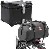 Sett: Motorsykkel aluminium toppkoffert XB55 aluminium univ 55 liter sw Bagtecs med motorsykkel hale bag dry bag XF60 vanntett volum 60l.