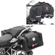 Sett: Motorsykkel salvesker vanntett RB25 med rullelukking Bagtecs med bakpose SX80 pillion bag svart 70 liter