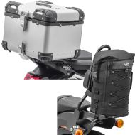 Sett: Motorsykkel aluminium toppkoffert XS45 aluminium univ 45L sølv Bagtecs med sissy bar bag egnet for chopper og cruiser tail bag DB4