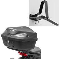 Sett: Motorsykkel toppkoffert XK48 univ 48 liter sw Bagtecs med motorsykkelgarderobe WH2 veggfeste hjelmholder sw